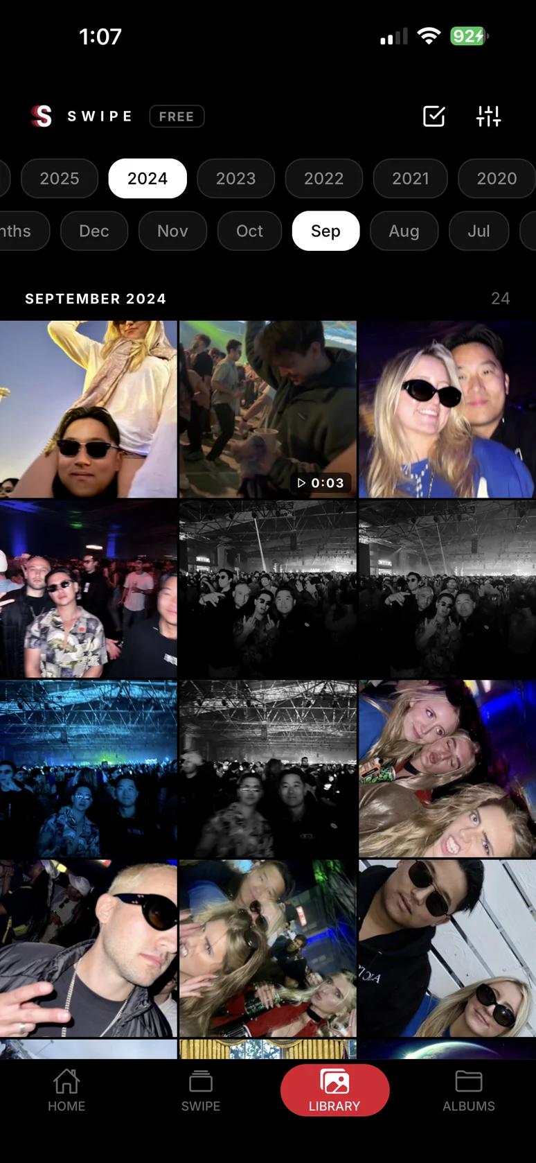 SWIPE Library filtered by year and month